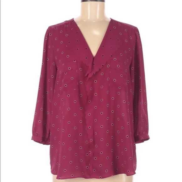 Elle size large burgundy floral top - Picture 2 of 4
